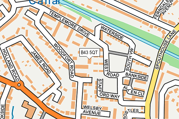 B43 5QT map - OS OpenMap – Local (Ordnance Survey)