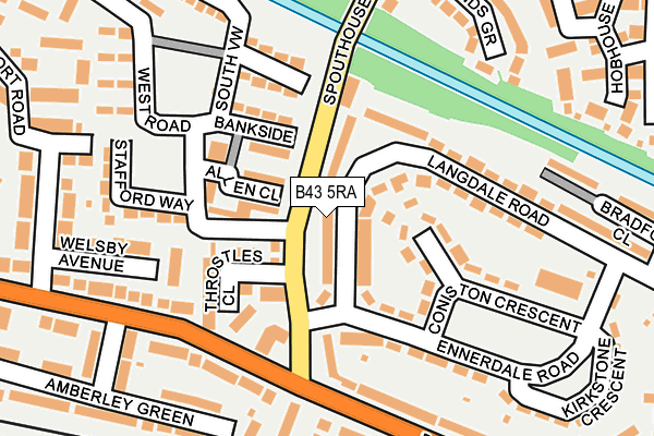 B43 5RA map - OS OpenMap – Local (Ordnance Survey)