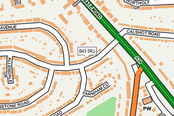 B43 5RJ map - OS OpenMap – Local (Ordnance Survey)