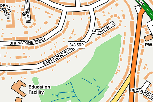 B43 5RP map - OS OpenMap – Local (Ordnance Survey)