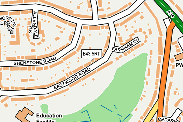 B43 5RT map - OS OpenMap – Local (Ordnance Survey)