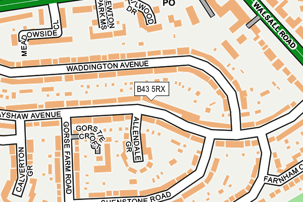 B43 5RX map - OS OpenMap – Local (Ordnance Survey)