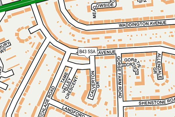 B43 5SA map - OS OpenMap – Local (Ordnance Survey)
