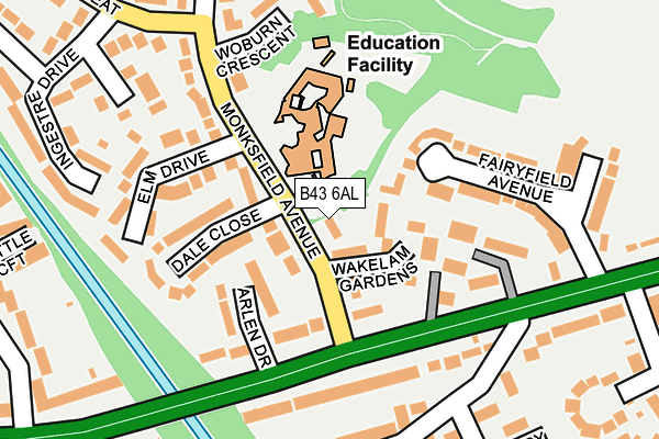 B43 6AL map - OS OpenMap – Local (Ordnance Survey)