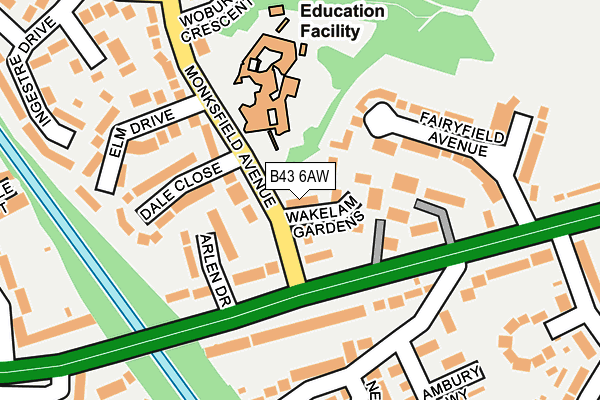 B43 6AW map - OS OpenMap – Local (Ordnance Survey)