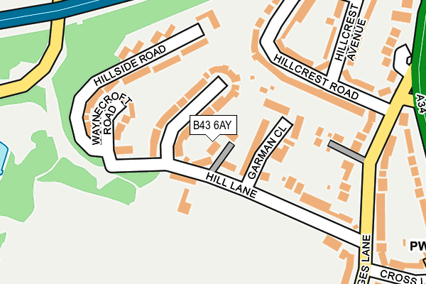 B43 6AY map - OS OpenMap – Local (Ordnance Survey)