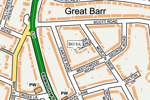 B43 6JL map - OS OpenMap – Local (Ordnance Survey)