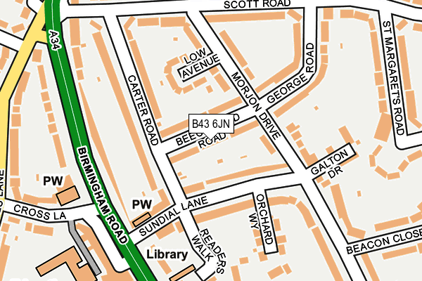 B43 6JN map - OS OpenMap – Local (Ordnance Survey)