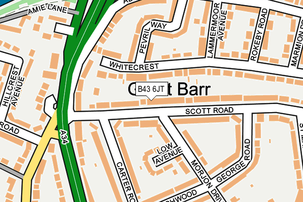 B43 6JT map - OS OpenMap – Local (Ordnance Survey)
