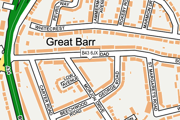 B43 6JX map - OS OpenMap – Local (Ordnance Survey)