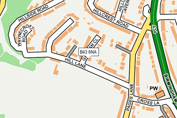 B43 6NA map - OS OpenMap – Local (Ordnance Survey)