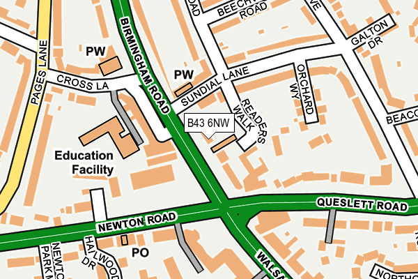 B43 6NW map - OS OpenMap – Local (Ordnance Survey)