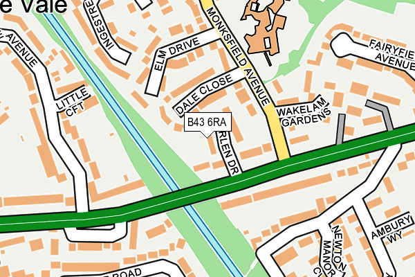 B43 6RA map - OS OpenMap – Local (Ordnance Survey)