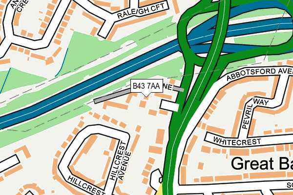 B43 7AA map - OS OpenMap – Local (Ordnance Survey)
