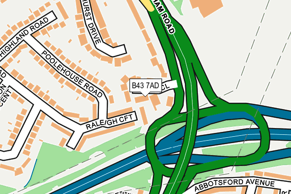 B43 7AD map - OS OpenMap – Local (Ordnance Survey)