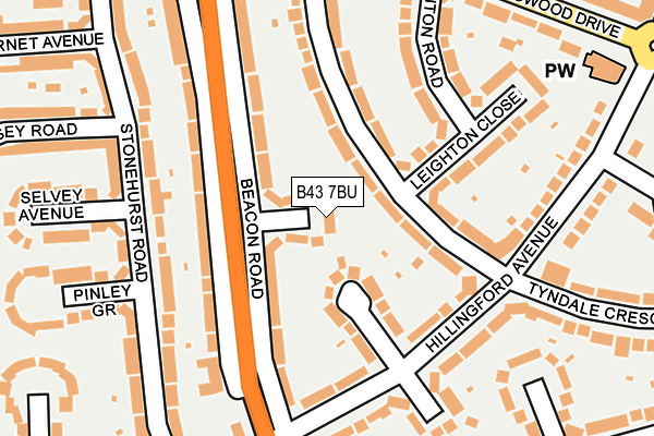 B43 7BU map - OS OpenMap – Local (Ordnance Survey)