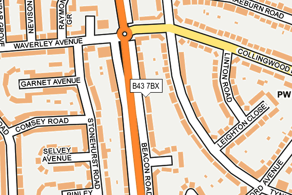B43 7BX map - OS OpenMap – Local (Ordnance Survey)
