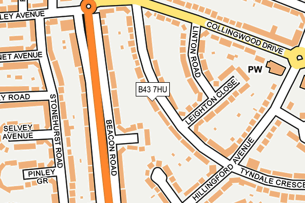 B43 7HU map - OS OpenMap – Local (Ordnance Survey)