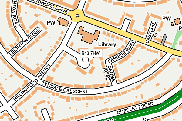 B43 7HW map - OS OpenMap – Local (Ordnance Survey)