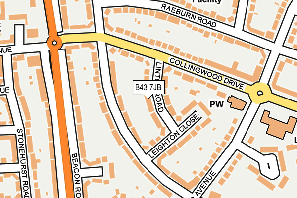 B43 7JB map - OS OpenMap – Local (Ordnance Survey)