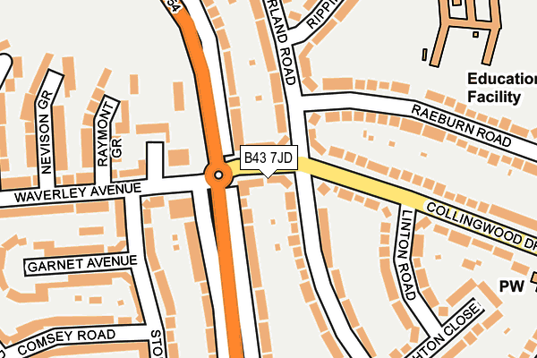 B43 7JD map - OS OpenMap – Local (Ordnance Survey)