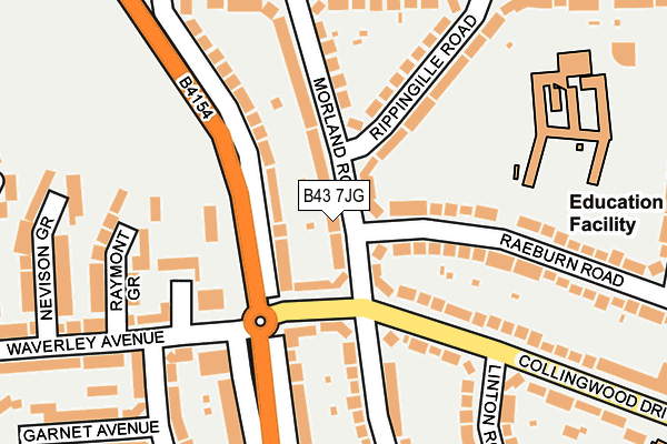 B43 7JG map - OS OpenMap – Local (Ordnance Survey)