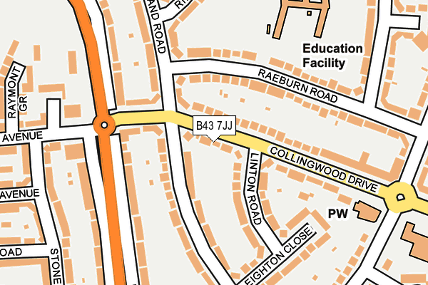 B43 7JJ map - OS OpenMap – Local (Ordnance Survey)