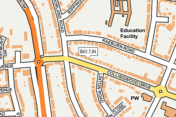 B43 7JN map - OS OpenMap – Local (Ordnance Survey)