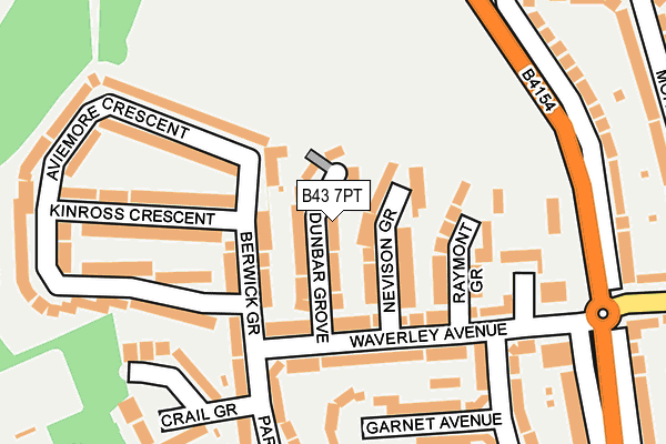 B43 7PT map - OS OpenMap – Local (Ordnance Survey)