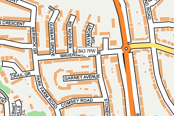 B43 7PW map - OS OpenMap – Local (Ordnance Survey)