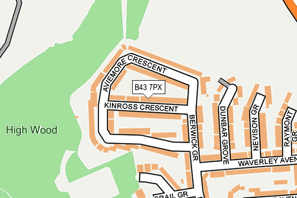 B43 7PX map - OS OpenMap – Local (Ordnance Survey)