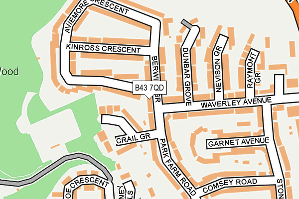 B43 7QD map - OS OpenMap – Local (Ordnance Survey)
