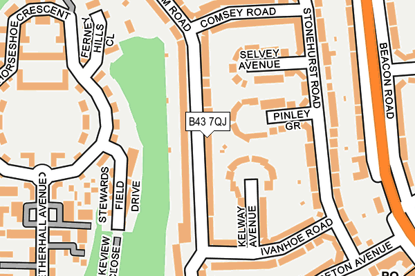 B43 7QJ map - OS OpenMap – Local (Ordnance Survey)