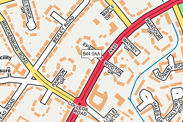 B44 0AA map - OS OpenMap – Local (Ordnance Survey)