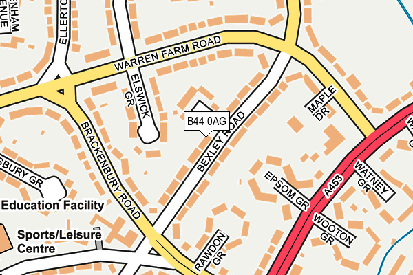 B44 0AG map - OS OpenMap – Local (Ordnance Survey)