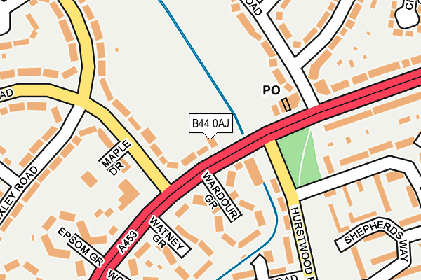 B44 0AJ map - OS OpenMap – Local (Ordnance Survey)