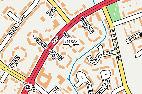 B44 0AX map - OS OpenMap – Local (Ordnance Survey)