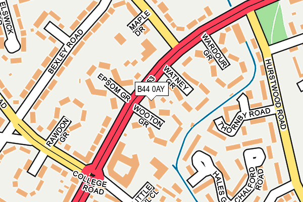 B44 0AY map - OS OpenMap – Local (Ordnance Survey)