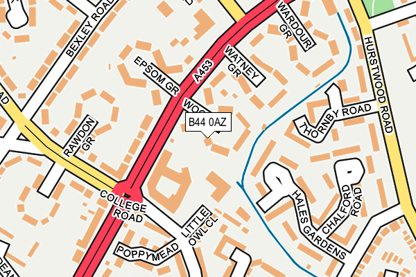 B44 0AZ map - OS OpenMap – Local (Ordnance Survey)