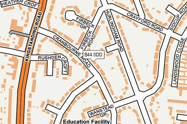 B44 0DD map - OS OpenMap – Local (Ordnance Survey)