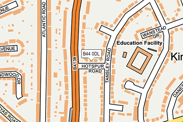 B44 0DL map - OS OpenMap – Local (Ordnance Survey)