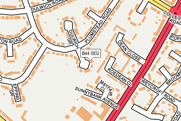 B44 0EG map - OS OpenMap – Local (Ordnance Survey)