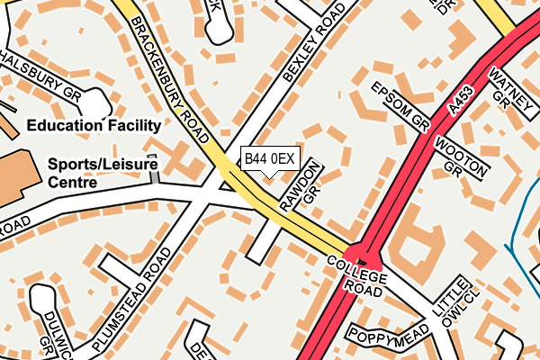 B44 0EX map - OS OpenMap – Local (Ordnance Survey)