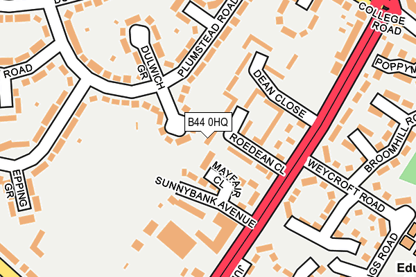 B44 0HQ map - OS OpenMap – Local (Ordnance Survey)