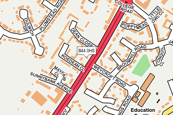 B44 0HS map - OS OpenMap – Local (Ordnance Survey)