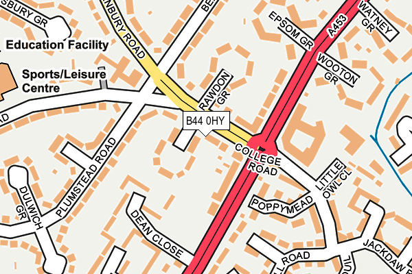 B44 0HY map - OS OpenMap – Local (Ordnance Survey)