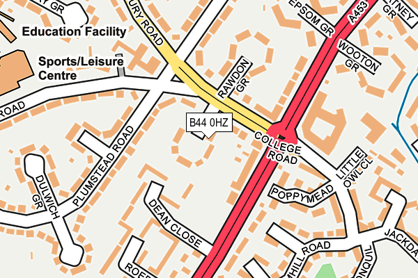 B44 0HZ map - OS OpenMap – Local (Ordnance Survey)