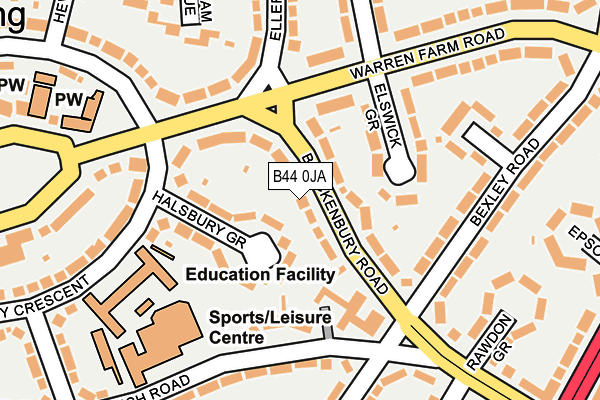 B44 0JA map - OS OpenMap – Local (Ordnance Survey)