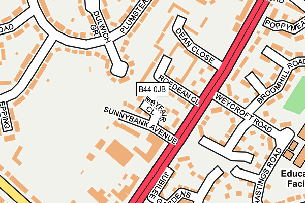B44 0JB map - OS OpenMap – Local (Ordnance Survey)