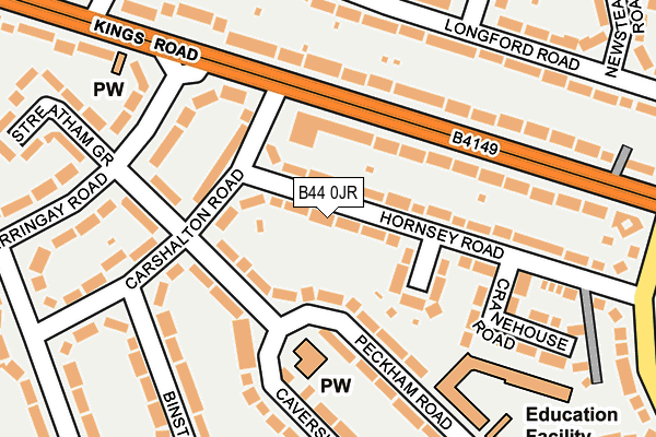 B44 0JR map - OS OpenMap – Local (Ordnance Survey)